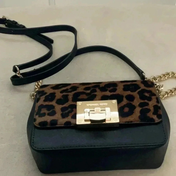 Michael Kors Handbags - Michael Kors Leopard Print Mini Bag - Black and Brown
